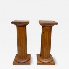 Pair of large Neoclassical Columns Pine Wood France circa 1910 - 3260121