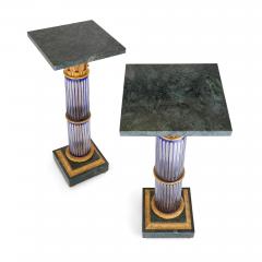 Pair of large Neoclassical style glass marble and ormolu pedestals - 3215250