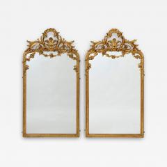 Pair of large Rococo revival giltwood mirrors - 2861922