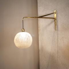 Pair of large brass and glass wall sconces 1960s - 4184780
