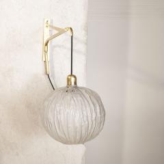 Pair of large brass and glass wall sconces 1960s - 4184781