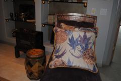 Pair of large custom Zoffany silk cushions pillows - 4565191