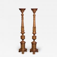 Pair of large gilded wood candle holders Italy middle of the 19th century - 2670804