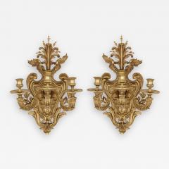 Pair of large gilt bronze sconces in the R gence style - 1656146