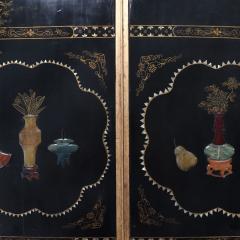Pair of large gilt iron coffee tables with Chinese decorated tops C 1940 - 3236835