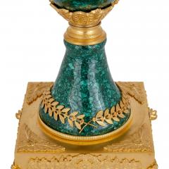 Pair of large malachite and ormolu mounted Empire style vases - 3403211