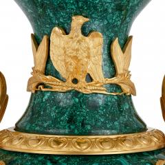 Pair of large malachite and ormolu mounted Empire style vases - 3403213