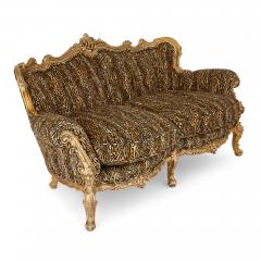 Pair of large ornate giltwood antique sofas - 3045676