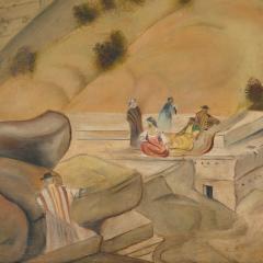 Pair of large paintings of Jerusalem from the Mount of Olives - 3062781