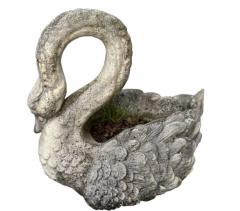 Pair of large planters Swan in cement - 2051365