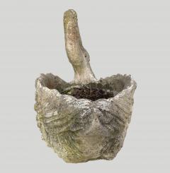 Pair of large planters Swan in cement - 2051378