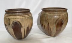 Pair of large planters in glazed stoneware Aubenas France circa 1930 - 3901155