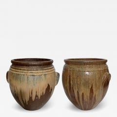 Pair of large planters in glazed stoneware Aubenas France circa 1930 - 3907550