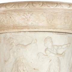 Pair of large very fine carved marble garden urns of campana form with plinths - 3178365
