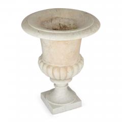 Pair of large white marble Neoclassical Campana form garden urns - 3122355