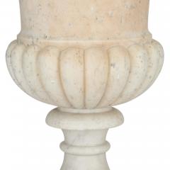 Pair of large white marble Neoclassical Campana form garden urns - 3122358