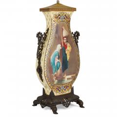Pair of late 19th century French painted porcelain lamps - 4136384