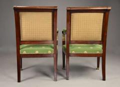 Pair of late 19thc French Empire style mahogany fauteuils - 4805775