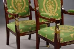 Pair of late 19thc French Empire style mahogany fauteuils - 4805778