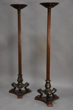 Pair of late 19thc Regency style bronze torcheres - 4774306