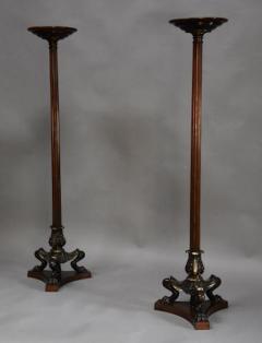 Pair of late 19thc Regency style bronze torcheres - 4774311