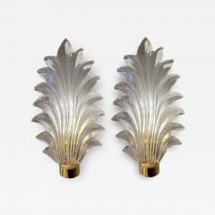 Pair of leaves sconces Murano Italy circa 1980 - 4197394