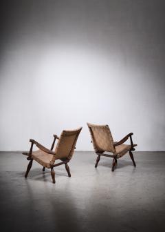 Pair of lounge chairs with webbed seating Sweden 1940s - 2403603