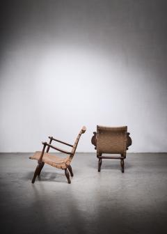 Pair of lounge chairs with webbed seating Sweden 1940s - 2403606