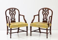 Pair of mahogany Hepplewhite open armchairs circa 1785  - 2786079