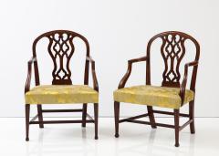 Pair of mahogany Hepplewhite open armchairs circa 1785  - 2786080