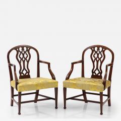 Pair of mahogany Hepplewhite open armchairs circa 1785  - 2790915