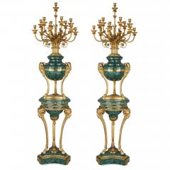 Pair of malachite and gilt bronze stands in the Neoclassical style - 1653160