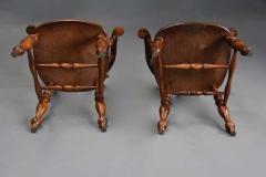 Pair of mid 19th century birch smokers bow Windsor or Captain s chairs - 4757095