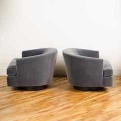 Pair of mid century barrel back swivel chairs Manner of Milo Baughman 1970s  - 2251433