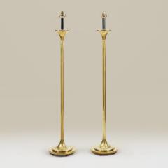 Pair of mid century brass standing floor lights - 4744366