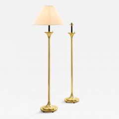 Pair of mid century brass standing floor lights - 4745927
