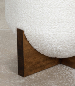 Pair of mid century italian boucle and wood stools - 4430623