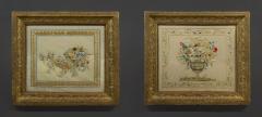 Pair of needlework panels in impressive original gilt carton pierre frames - 4589125