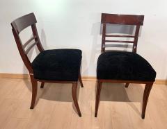 Pair of neoclassical Side Chairs Mahogany Ebony Inlays Velvet Vienna 1820s - 3061919