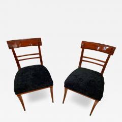 Pair of neoclassical Side Chairs Mahogany Ebony Inlays Velvet Vienna 1820s - 3064500