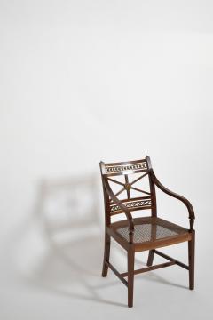 Pair of neoclassical mahogany and canning armchairs XIXth c  - 4682741