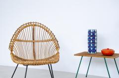 Pair of nice curved rattan chairs with metal legs Italy1950s - 2082695