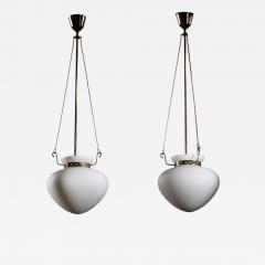 Pair of opaline glass and brass pendants - 4491253