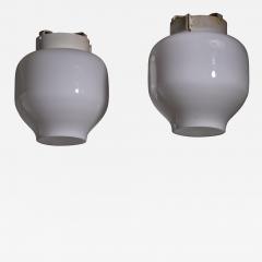 Pair of opaline glass ceiling lamps - 3454882