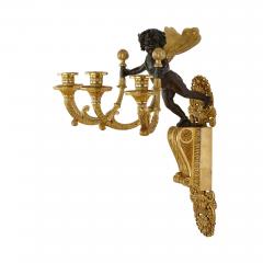 Pair of ormolu and patinated bronze Restauration period wall lights - 2650871