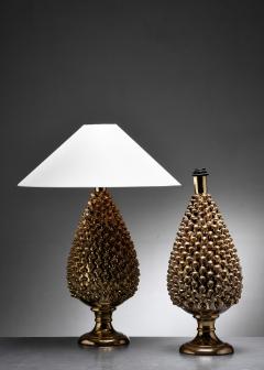 Pair of painted glass table lamps - 4425241