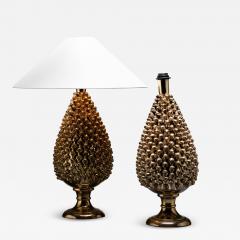 Pair of painted glass table lamps - 4426372