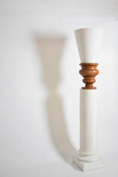 Pair of plaster columns and wooden lamps vases  - 4682849