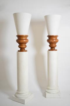 Pair of plaster columns and wooden lamps vases  - 4682903