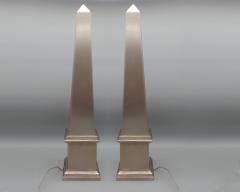 Pair of pyramid lamps in folded stainless steel Paris France circa 1980 - 3785424